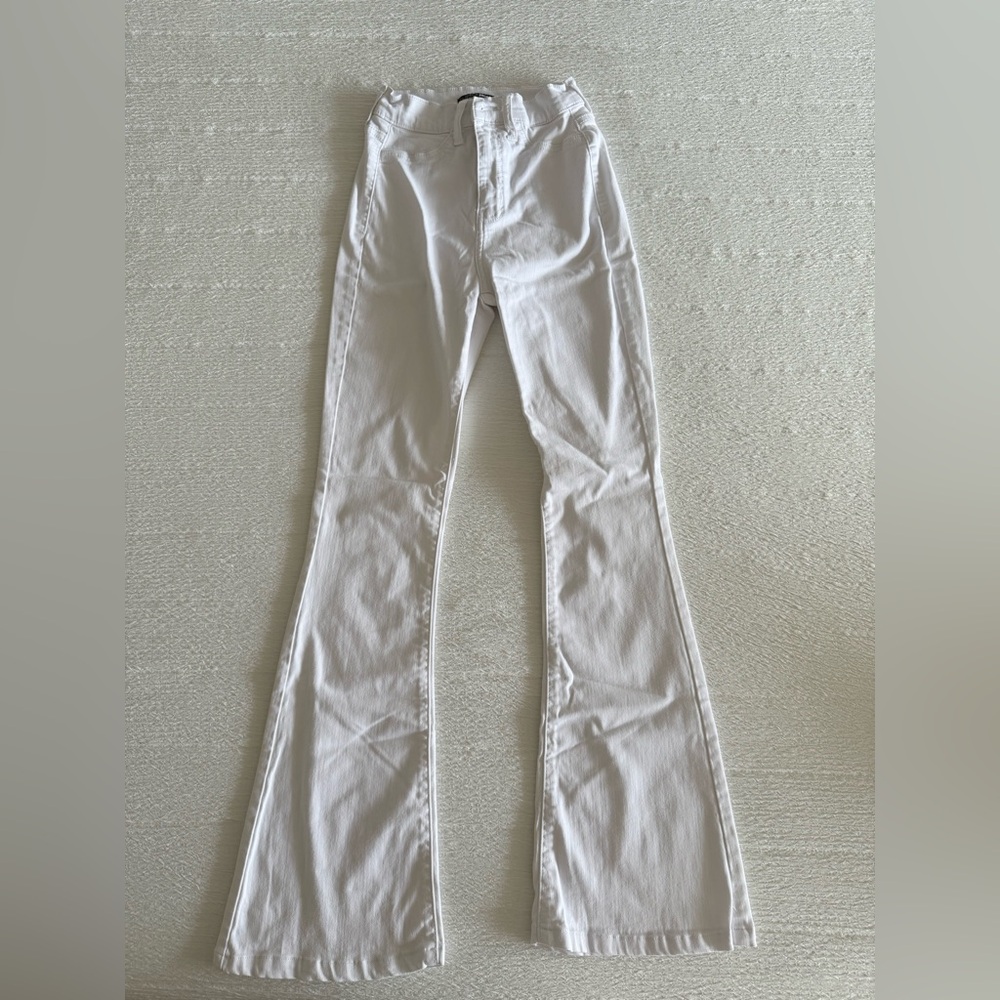 Fashion Nova White High-Waisted Flare Jeans